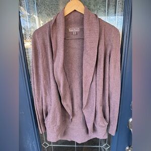 Barefoot dreams cozychic lite xs/s mauve purple cardigan with pockets comfy